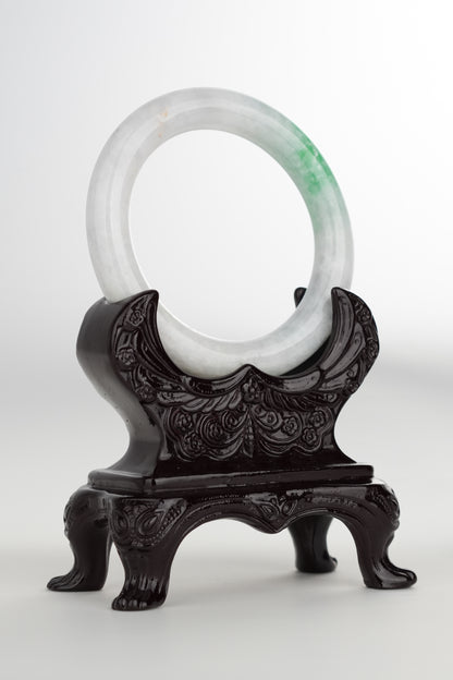 #0180 Sun Green White Jade Bangle Size 55.8 (fits up to 57.5)