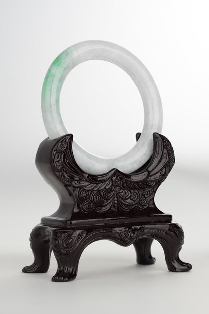 #0180 Sun Green White Jade Bangle Size 55.8 (fits up to 57.5)