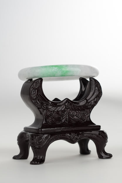 #0180 Sun Green White Jade Bangle Size 55.8 (fits up to 57.5)