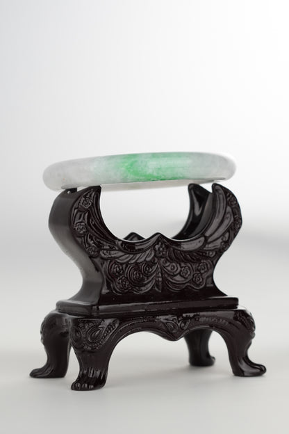 #0180 Sun Green White Jade Bangle Size 55.8 (fits up to 57.5)