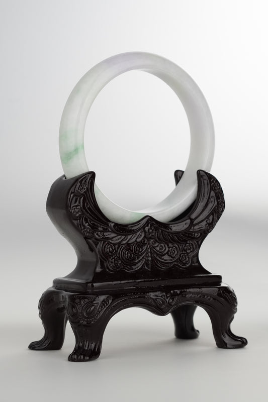 #0190 White Green Lavender Jade Bangle Size 60.6