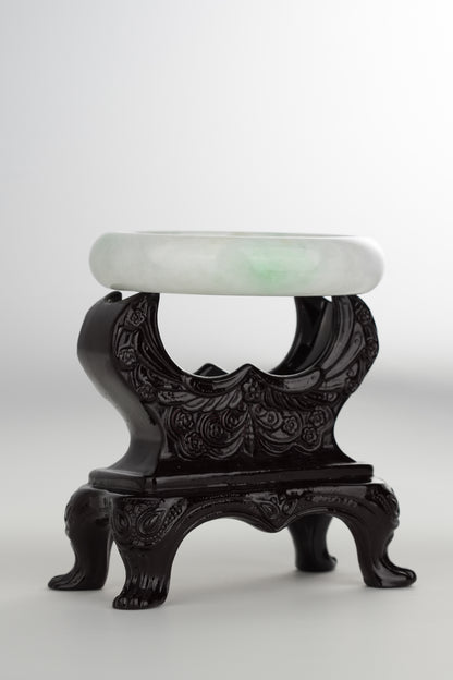 #0197 White Green Jade Bangle Size 59.6