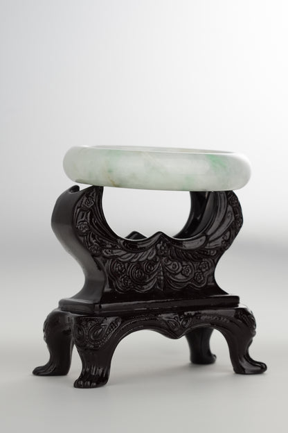 #0197 White Green Jade Bangle Size 59.6