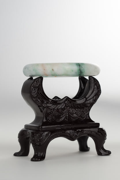 #0198 Green White Red Jade Bangle Size 58.4
