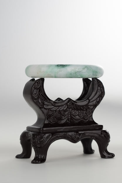 #0198 Green White Red Jade Bangle Size 58.4