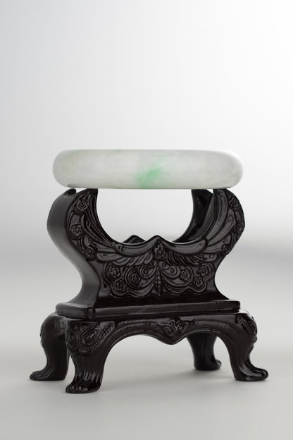 #0200 White Green Jade Bangle Size 59.5