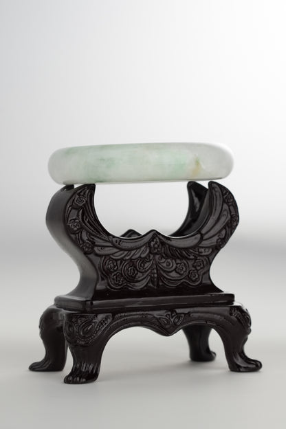 #0200 White Green Jade Bangle Size 59.5