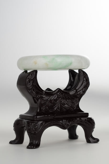 #0202 White Green Jade Bangle Size 60.5