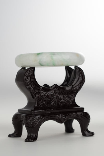 #0202 White Green Jade Bangle Size 60.5