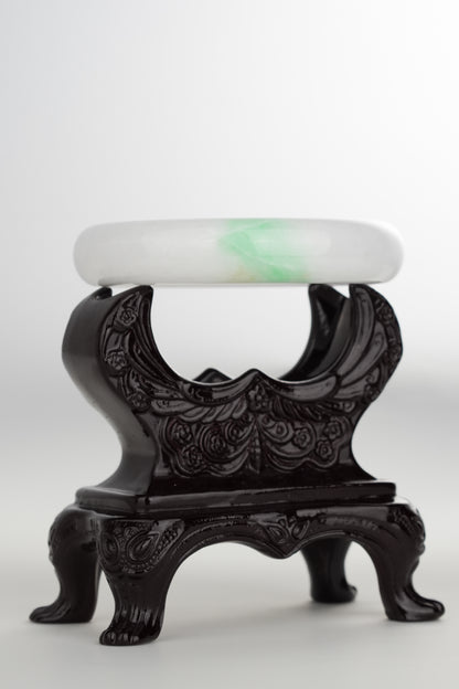 #0206 White Sun Green Lavender Jade Bangle Size 59.6
