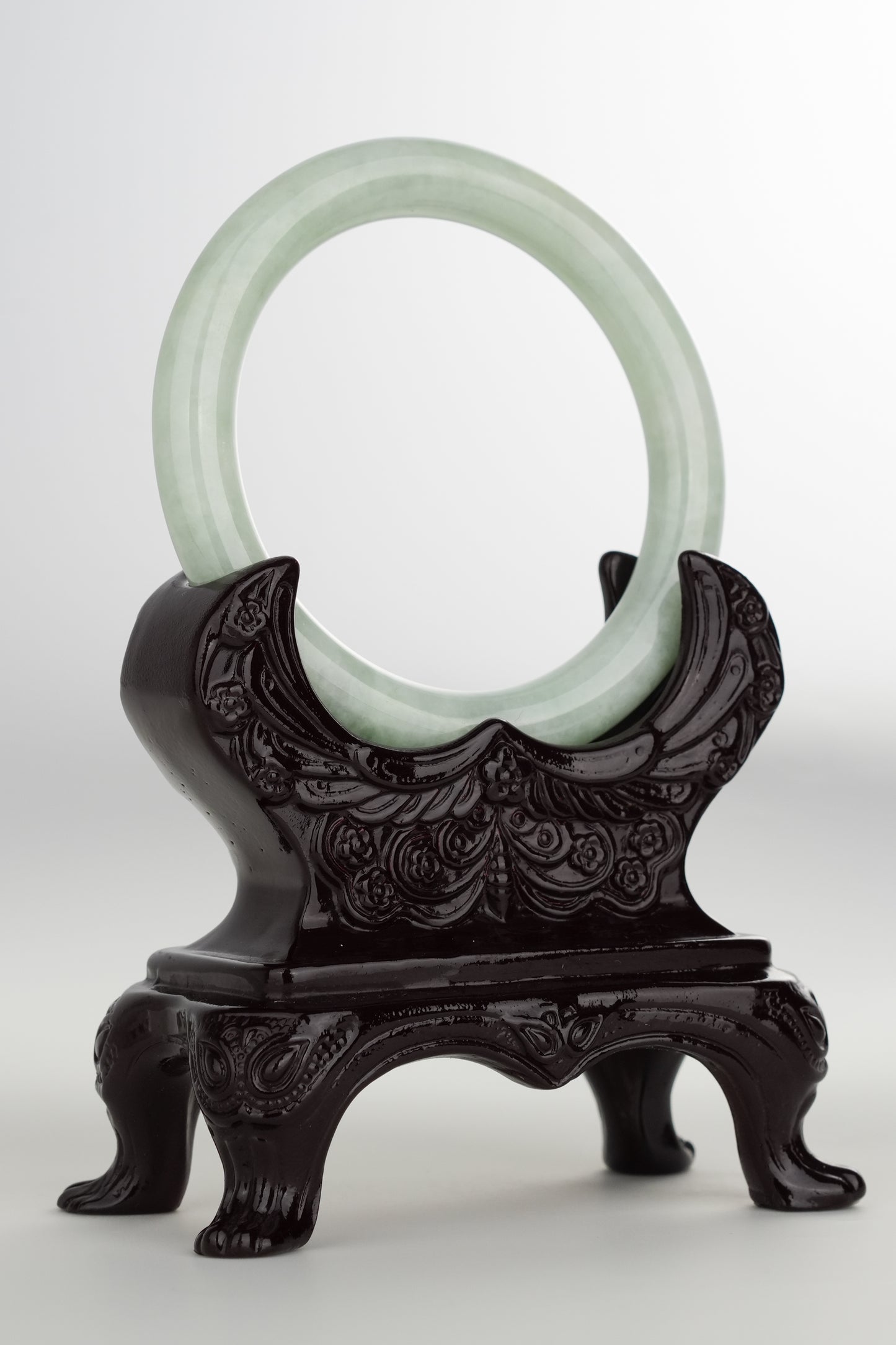 #0207 Willow Green Jade Bangle Size 56.5 (fits up to 58)