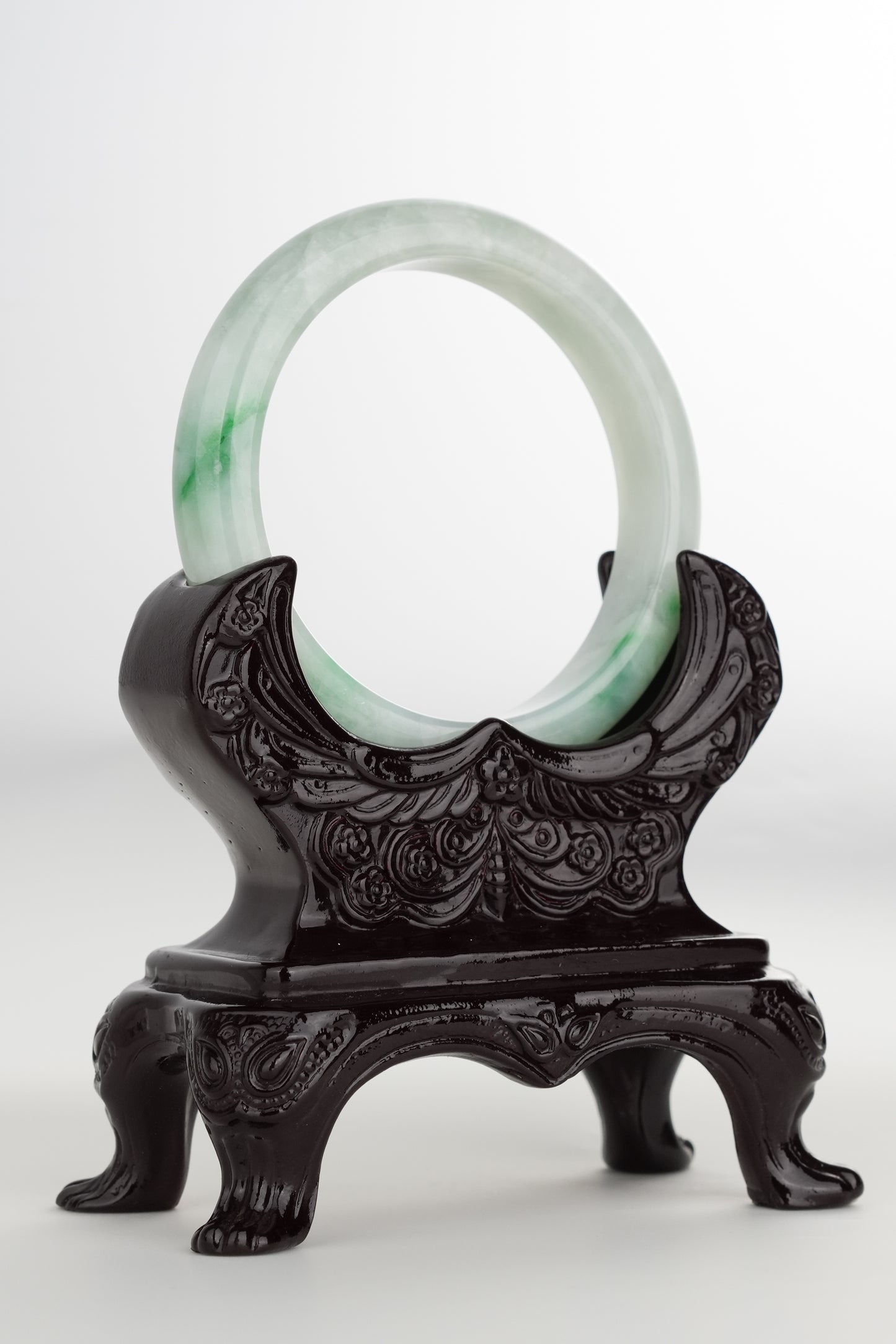 #0208 Icy Bright Green Jade Bangle Size 53.8