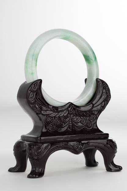 #0208 Icy Bright Green Jade Bangle Size 53.8