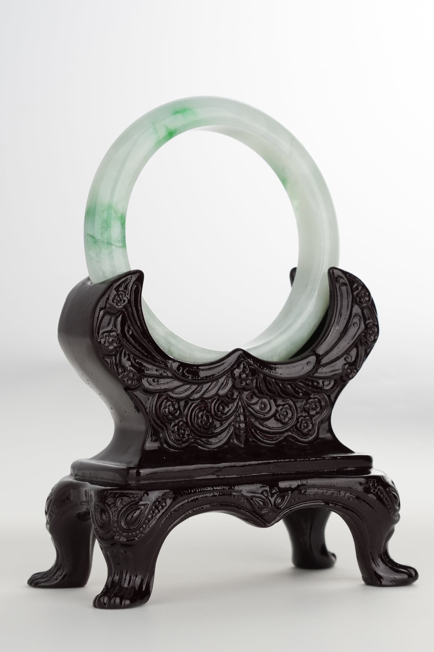 #0208 Icy Bright Green Jade Bangle Size 53.8