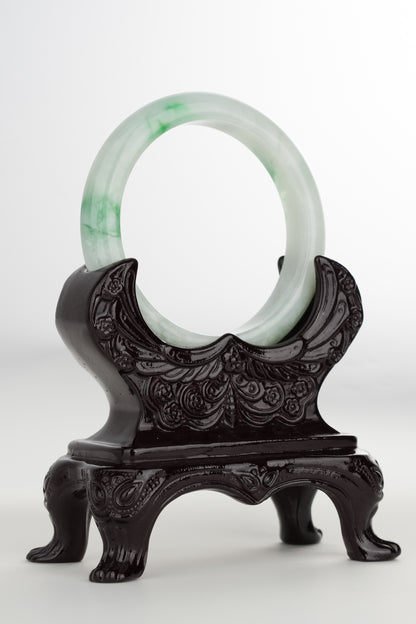 #0208 Icy Bright Green Jade Bangle Size 53.8