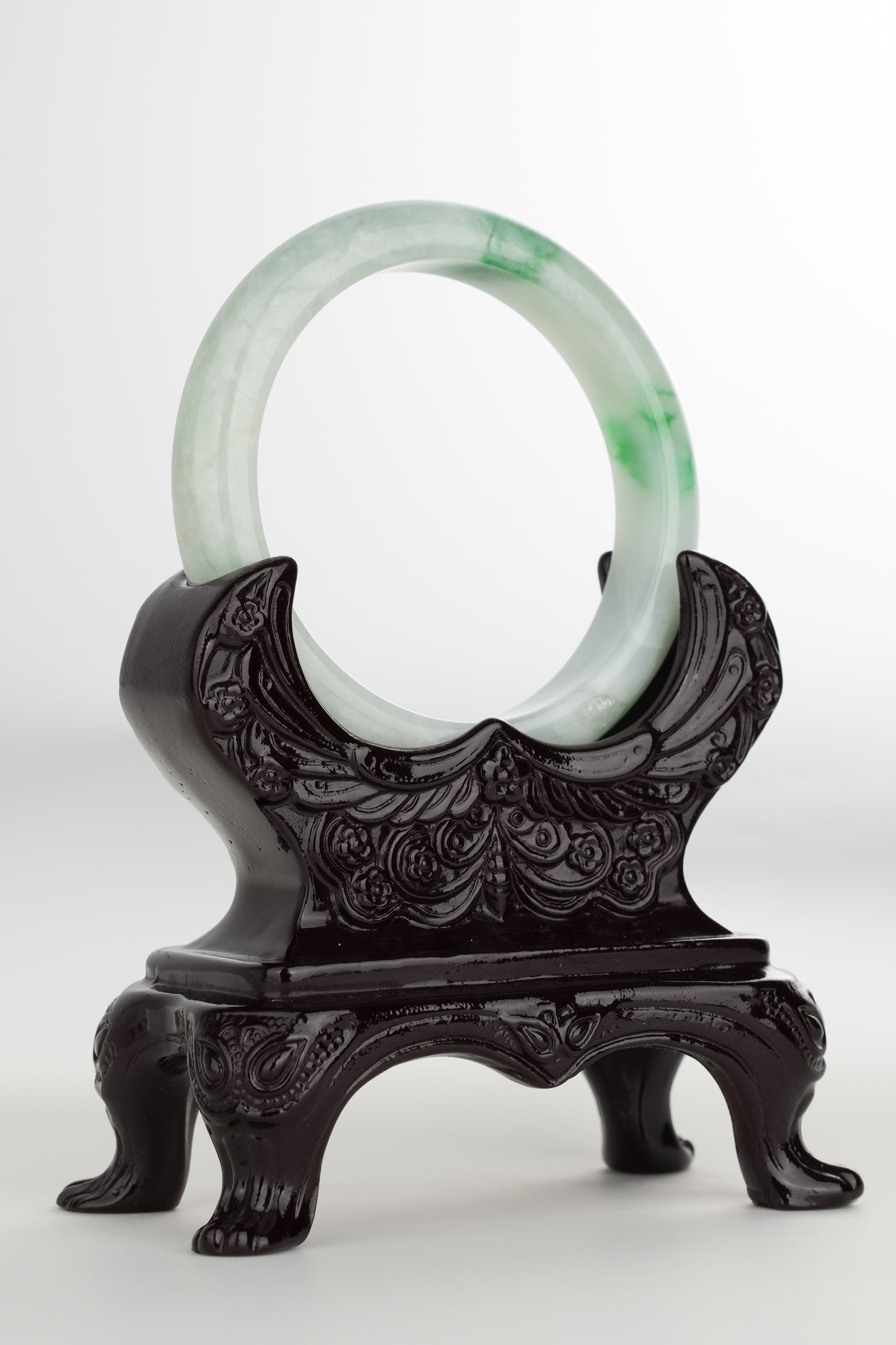 #0208 Icy Bright Green Jade Bangle Size 53.8