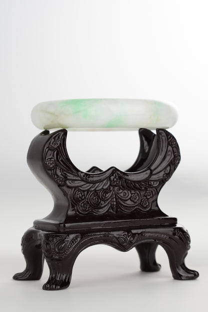 #0209 White Sun Green Jade Bangle Size 59.5