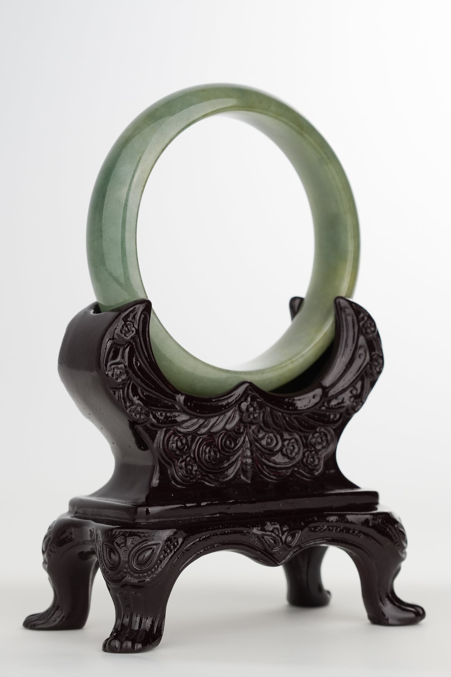 #0213 Olive Green Jade Bangle Size 57.3