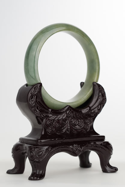 #0213 Olive Green Jade Bangle Size 57.3