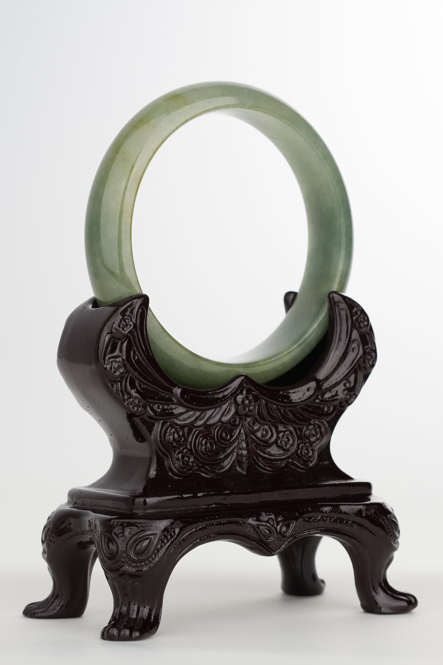 #0213 Olive Green Jade Bangle Size 57.3