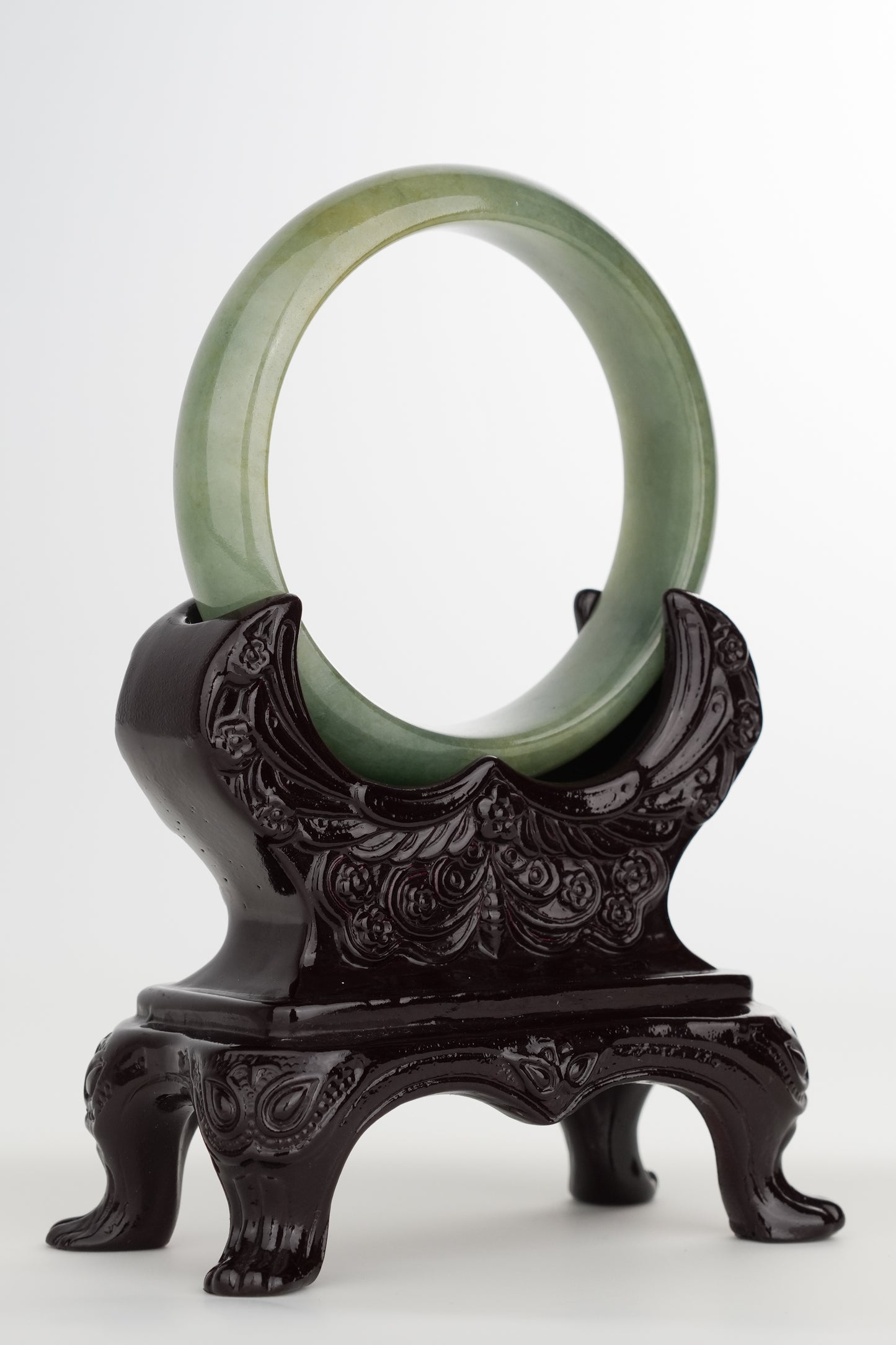 #0213 Olive Green Jade Bangle Size 57.3