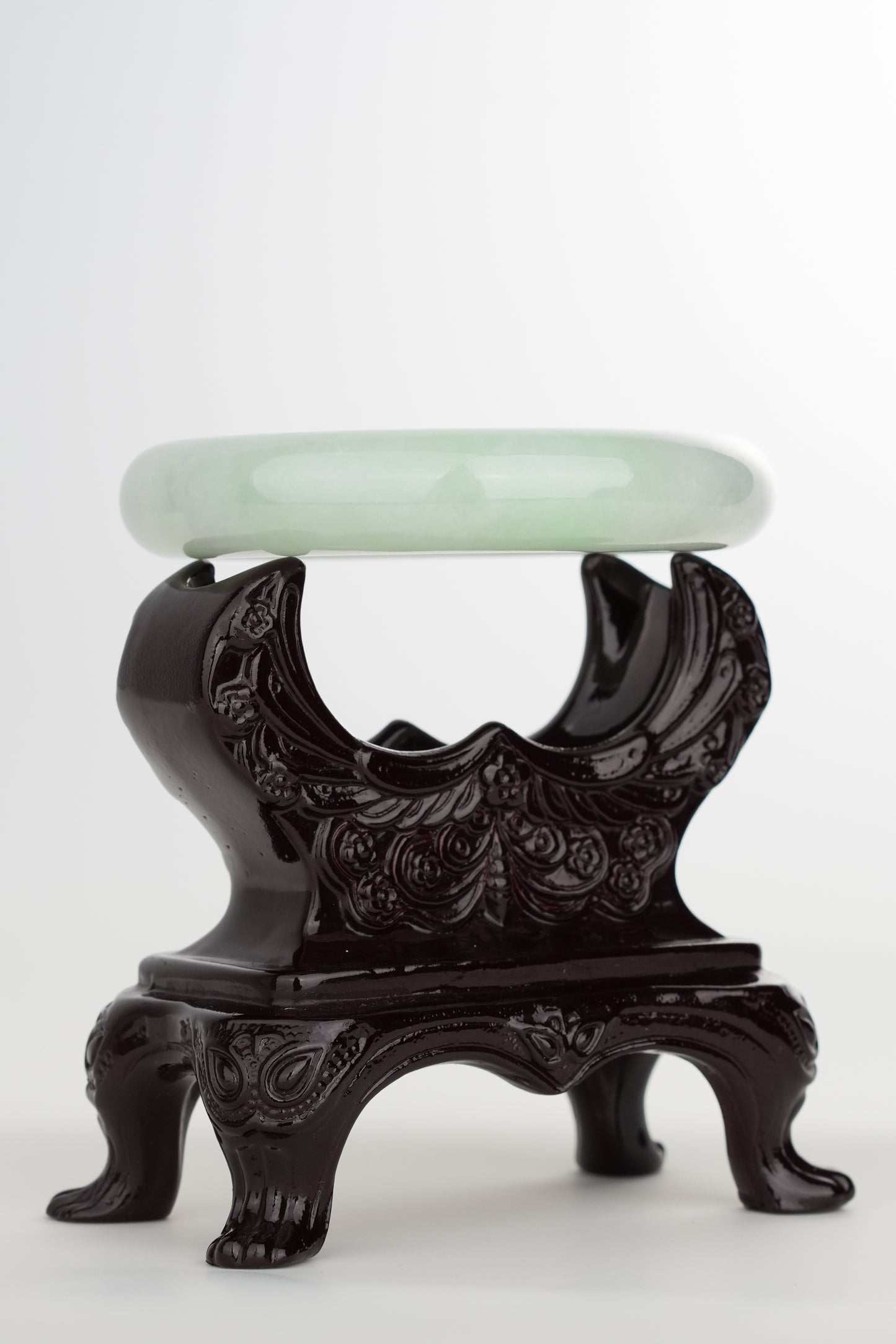 #0216 Icy Lotus Green Jade Bangle Size 58.6