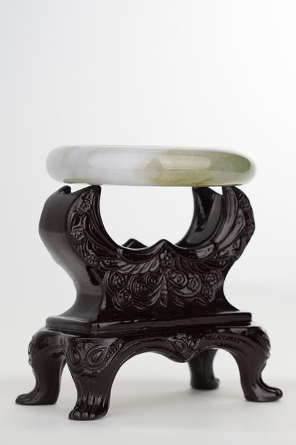 #0220 Yellowish Green White Jade Bangle Size 57.3