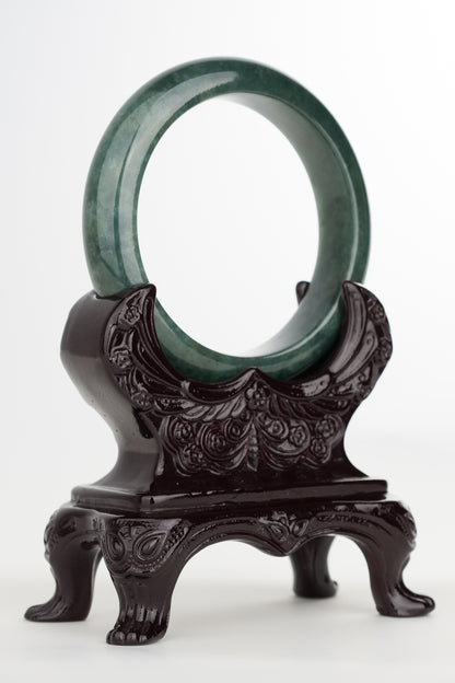#0221 Rich Olive Green Blue Water Jade Bangle Size 57.1