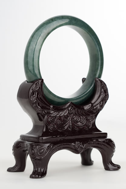#0221 Rich Olive Green Blue Water Jade Bangle Size 57.1