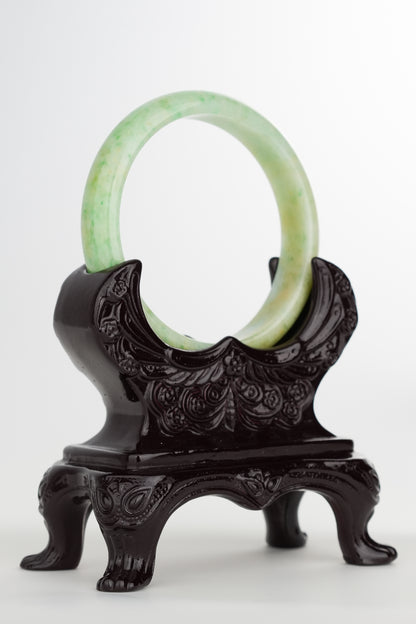 #0228 Sun Green Yellow Jade Bangle Size 55.8
