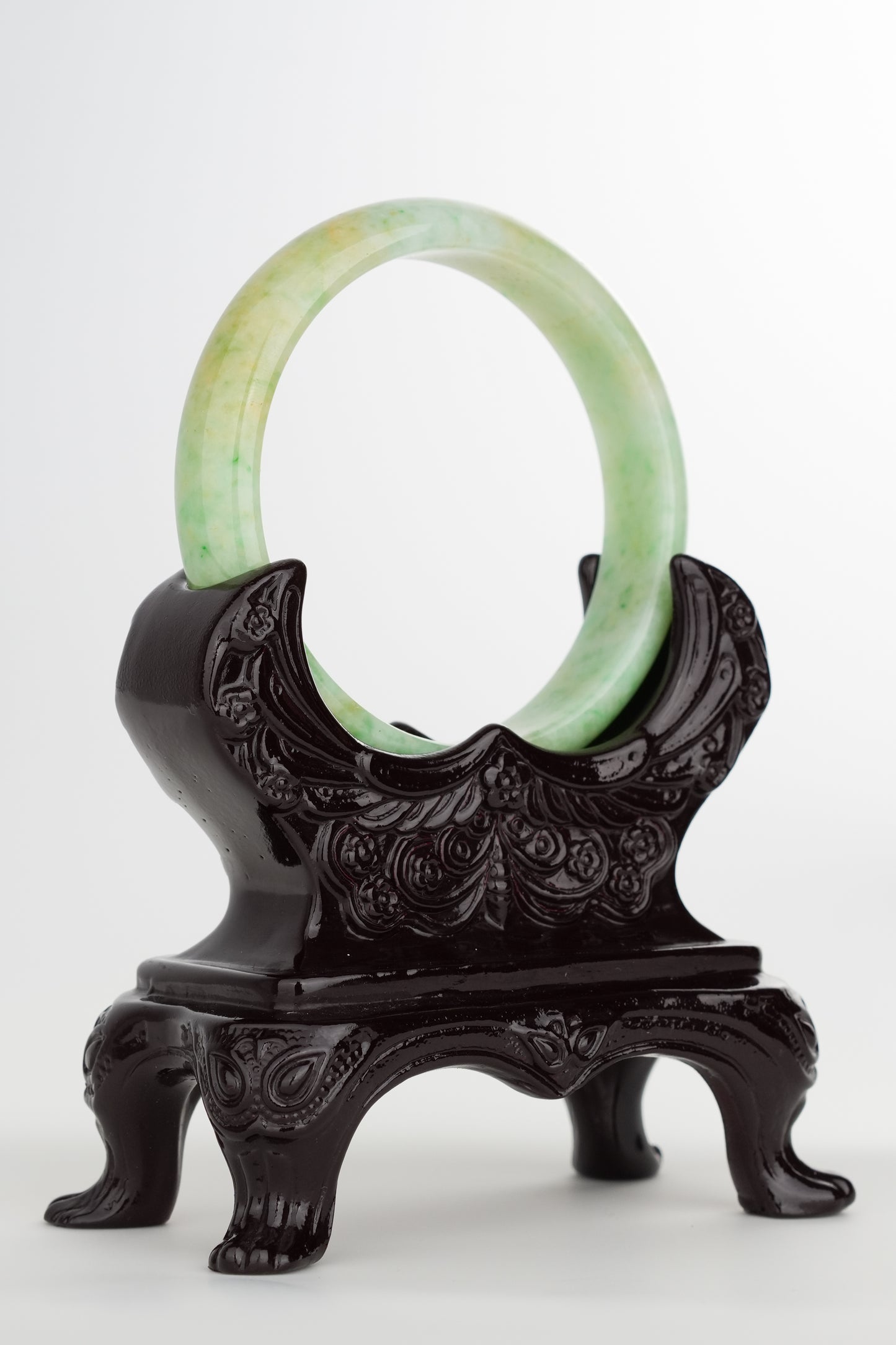 #0228 Sun Green Yellow Jade Bangle Size 55.8