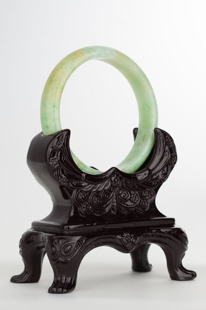 #0228 Sun Green Yellow Jade Bangle Size 55.8