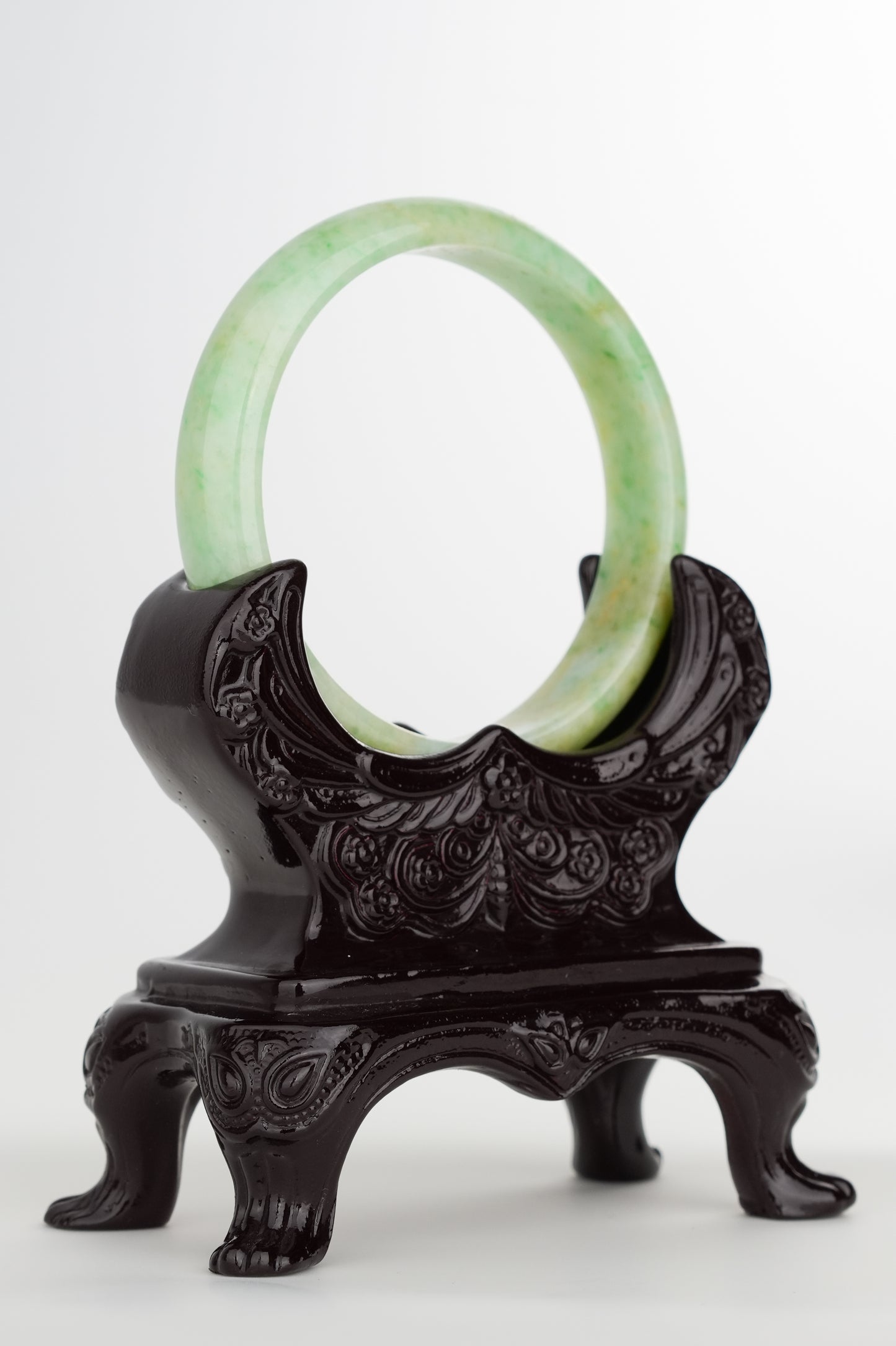 #0228 Sun Green Yellow Jade Bangle Size 55.8