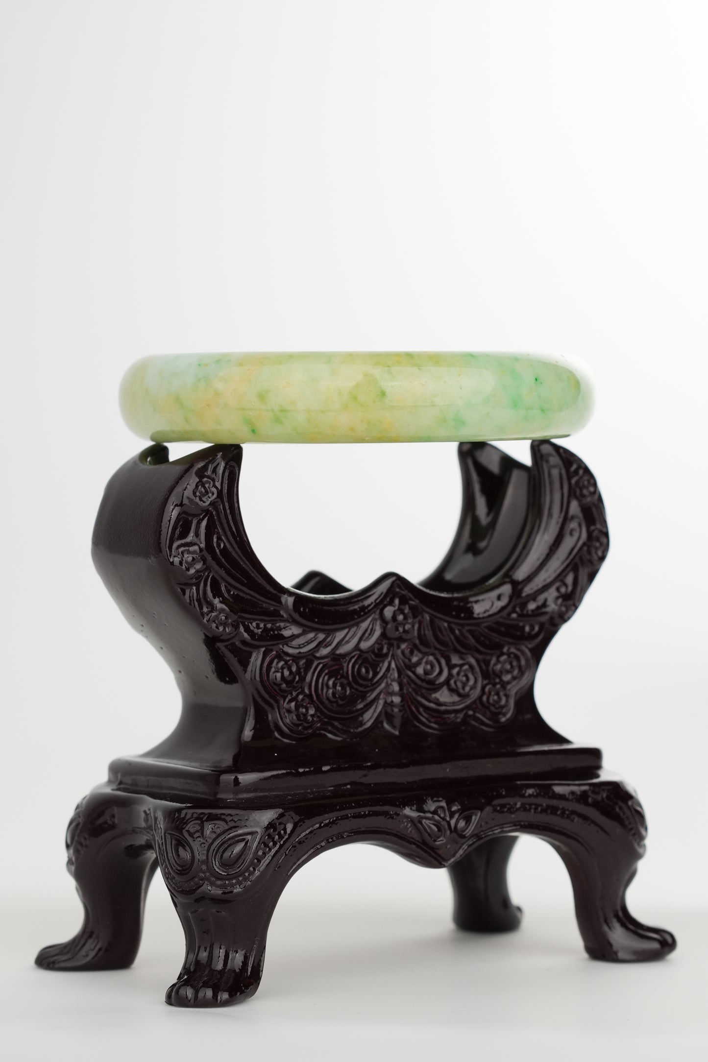 #0228 Sun Green Yellow Jade Bangle Size 55.8