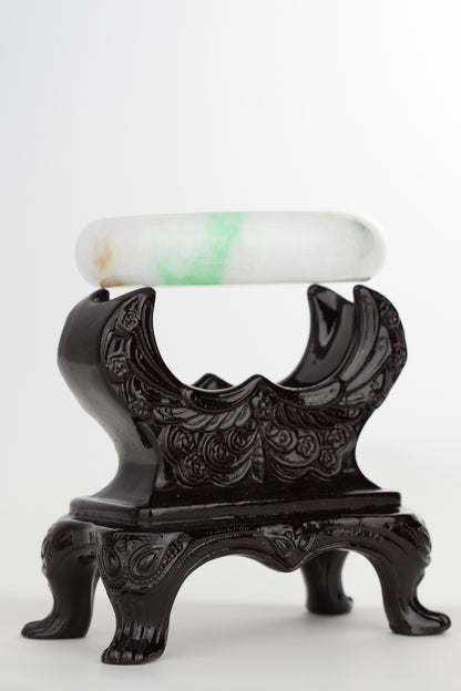 #0248 White Sun Green Yellow Jade Bangle Size 54.5