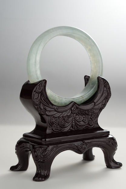 #0281 Oval Icy Green Jade Bangle Size 59.6 (fits up to 56.6)