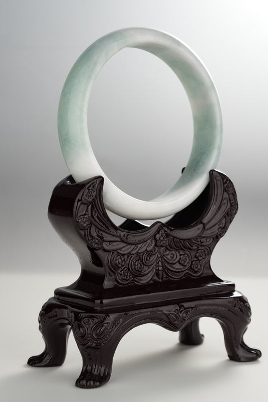 #0282 Bluish Green White Jade Bangle Size 61