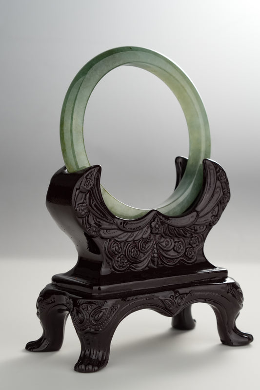 #0290 Icy Olive Green Jade Bangle Size 58