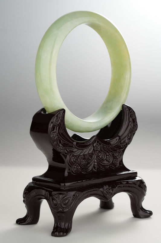 #0305 Yellowish Green Jade Bangle Size 61.2