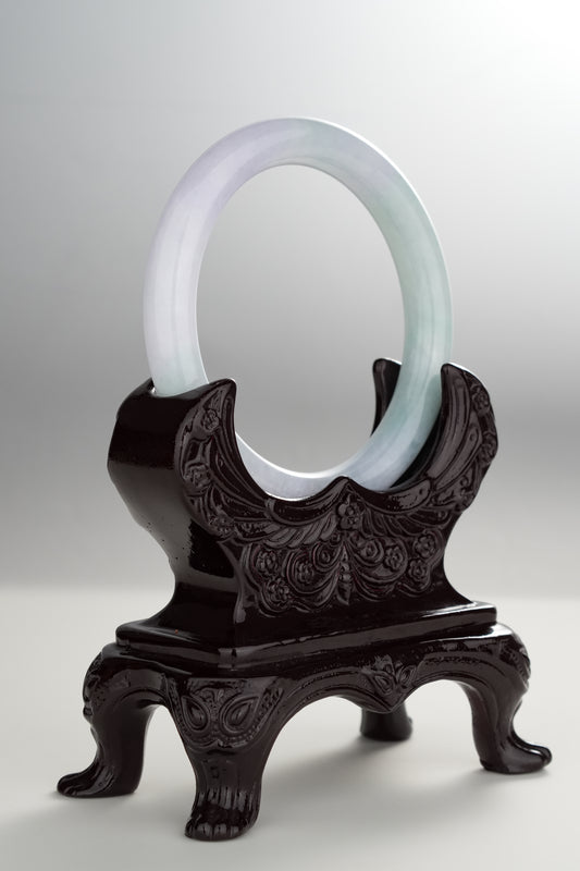 #0306 Icy Lavender Green Jade Bangle Size 55.6 (fits up to 57.2)