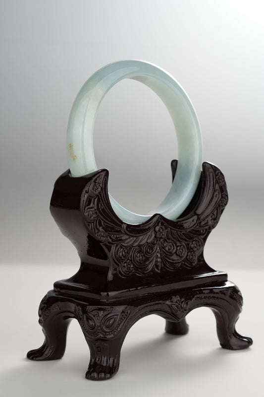 #0307 Baby Blue Green Jade Bangle Size 54.5