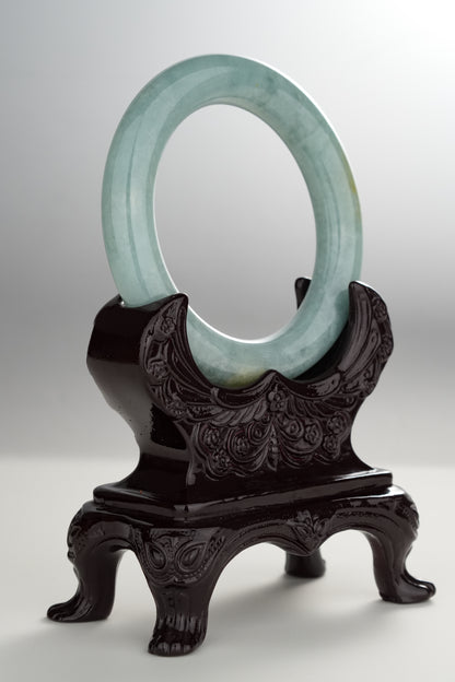 #0308 Lake Bluish Green Yellow Jade Bangle Size 54.6 (fits up to 56.1)