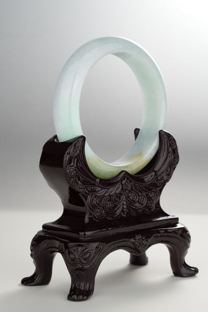 #0310 Icy Green Yellow Light Lavender Jade Bangle Size 55.8