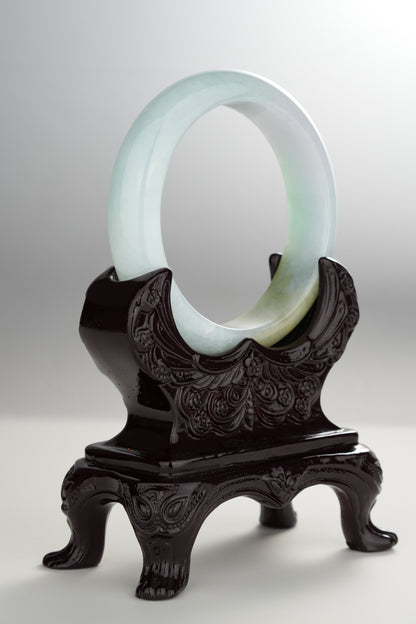 #0310 Icy Green Yellow Light Lavender Jade Bangle Size 55.8