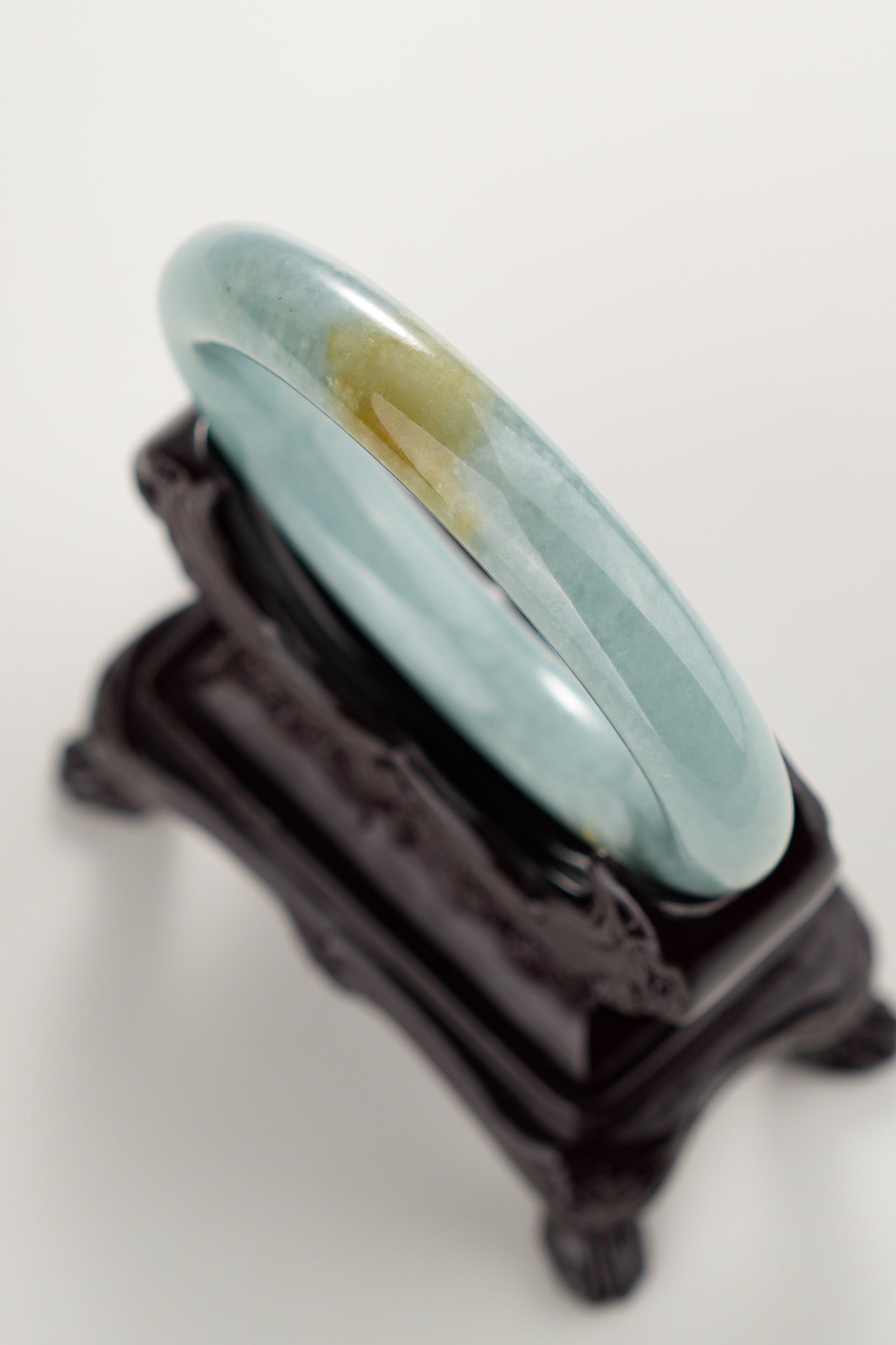 #0308 Lake Bluish Green Yellow Jade Bangle Size 54.6 (fits up to 56.1)