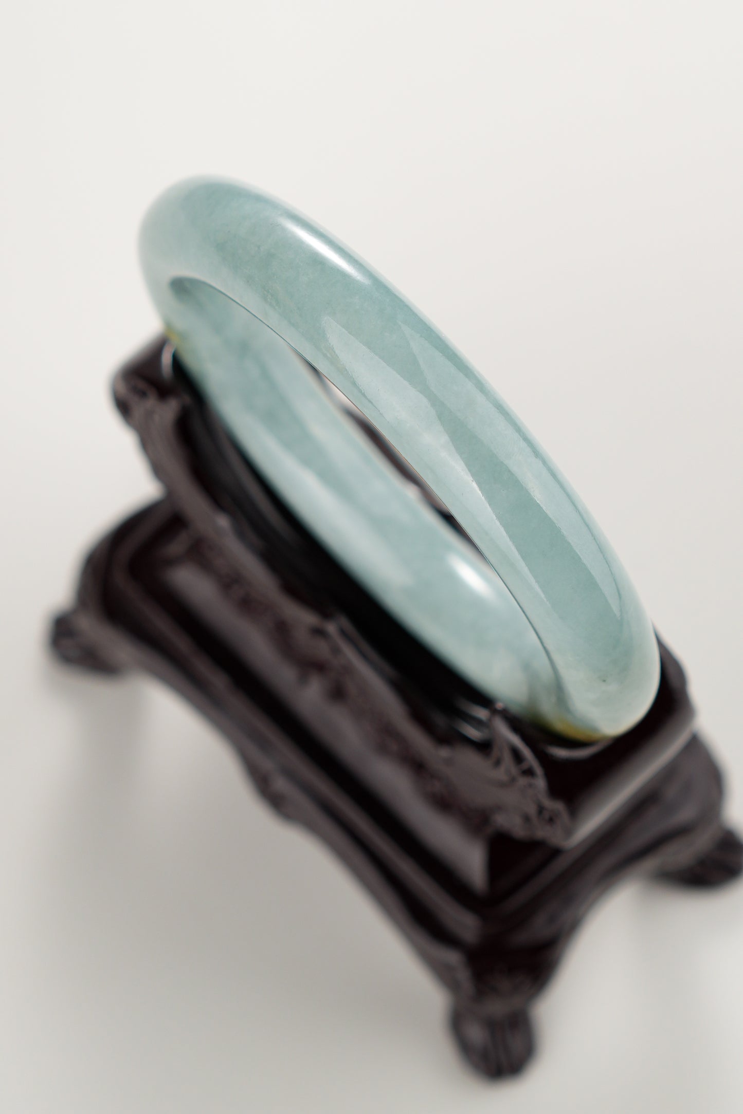 #0308 Lake Bluish Green Yellow Jade Bangle Size 54.6 (fits up to 56.1)