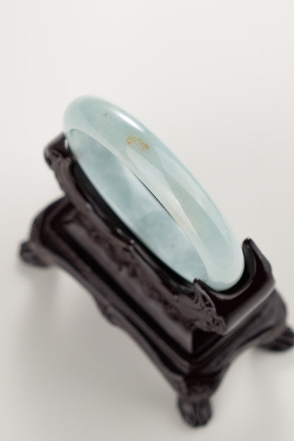#0307 Baby Blue Green Jade Bangle Size 54.5