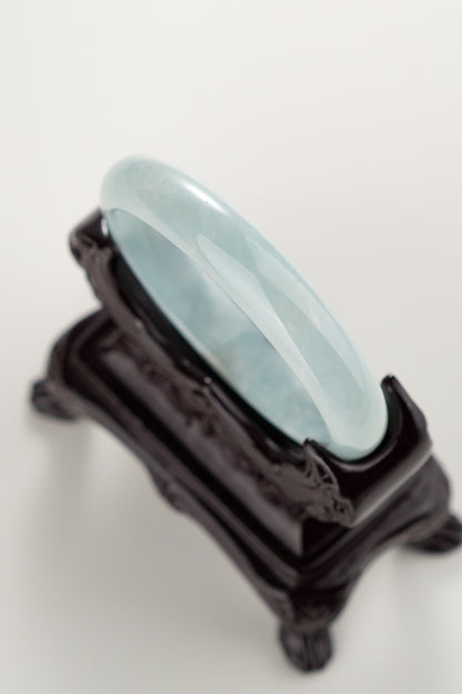 #0307 Baby Blue Green Jade Bangle Size 54.5