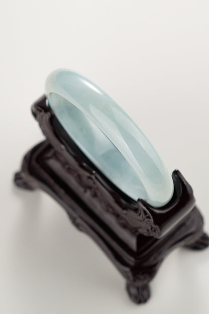 #0307 Baby Blue Green Jade Bangle Size 54.5