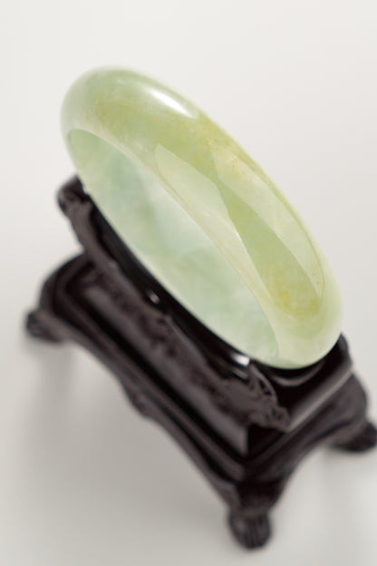 #0305 Yellowish Green Jade Bangle Size 61.2